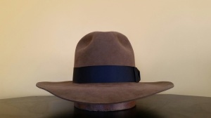 Whiskey Fedora on hat block